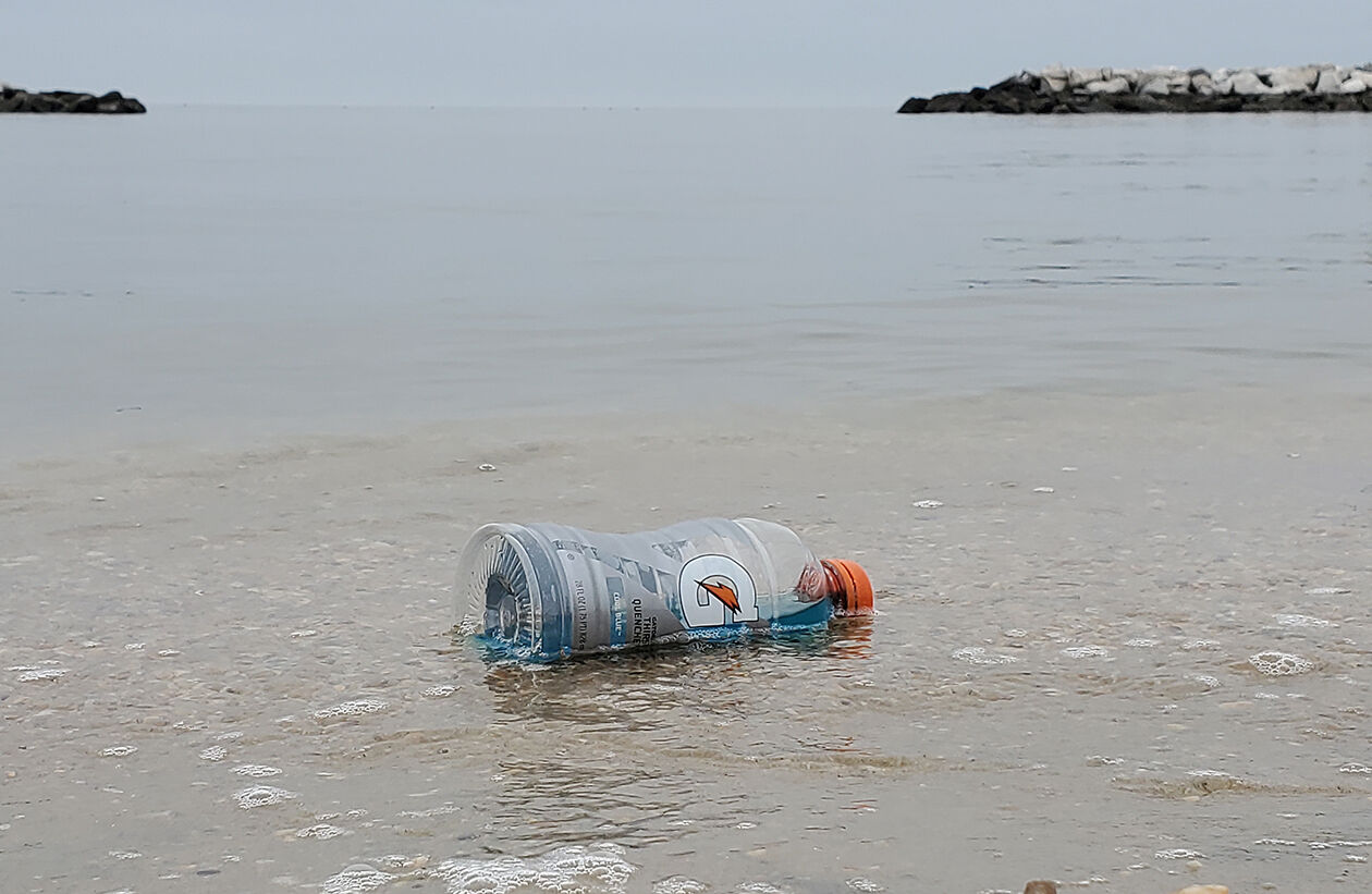 Plastic bottle in water